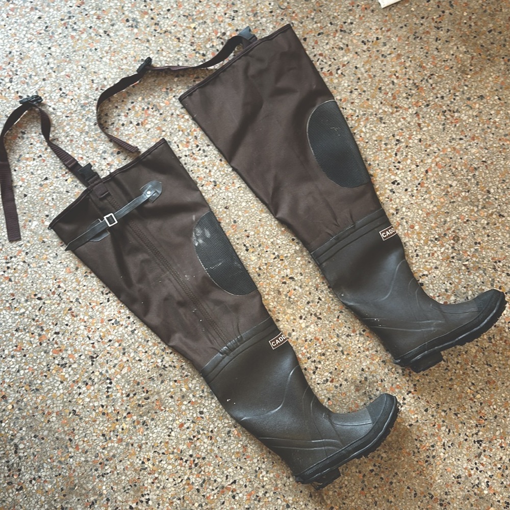 Caddis Rubber Lug Sole Hip Boots with Knee Harness, waders, wading boots